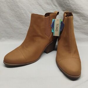 NWT Toms Womens 12 Natural Leather Brown Ortholite Ankle Boots Foam Insoles